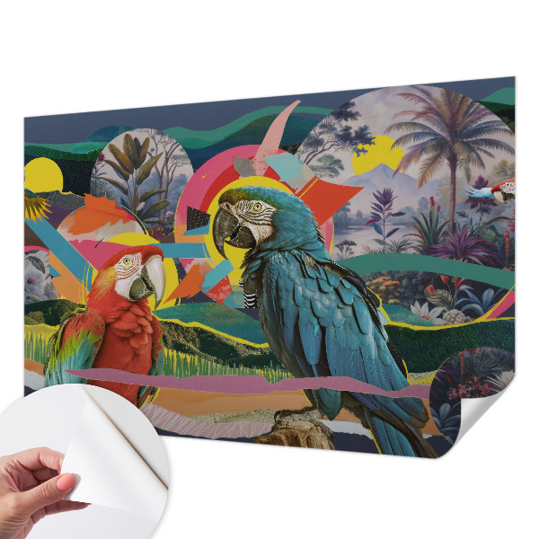 Nursery wall mural with an exotic birds design