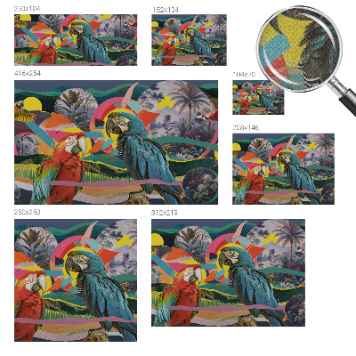 Nursery wall mural with an exotic birds design
