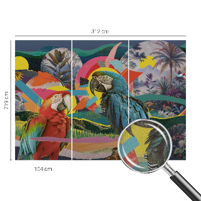 Nursery wall mural with an exotic birds design