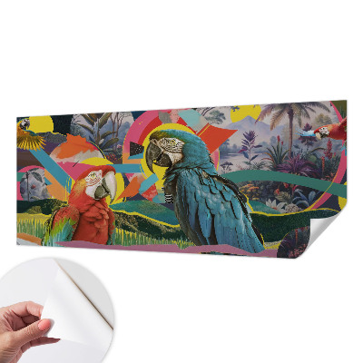 Nursery wall mural with an exotic birds design