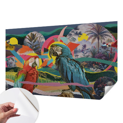 Nursery wall mural with an exotic birds design