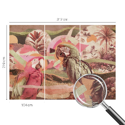 Peel and stick wall mural with a tropical birds design