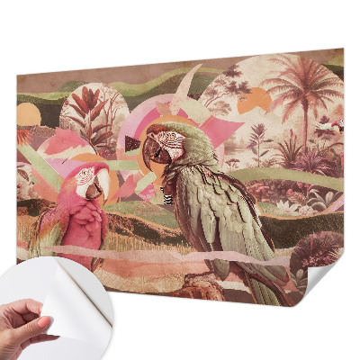 Peel and stick wall mural with a tropical birds design