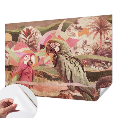 Peel and stick wall mural with a tropical birds design