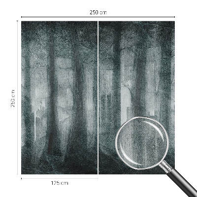 Children's wall mural with a mysterious forest design