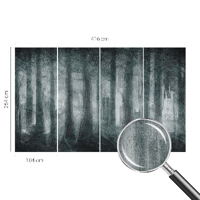 Children's wall mural with a mysterious forest design