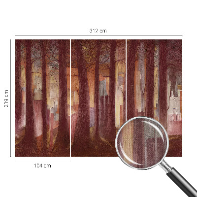 Self-adhesive wall mural featuring a mysterious landscape design