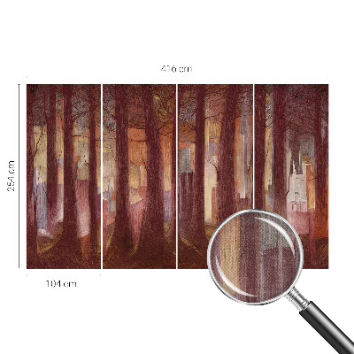 Self-adhesive wall mural featuring a mysterious landscape design