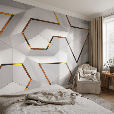 Baby room wall mural with a modern geometric design