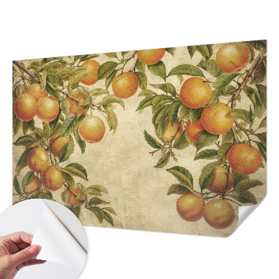 Stick-on wall mural with fruit branch design