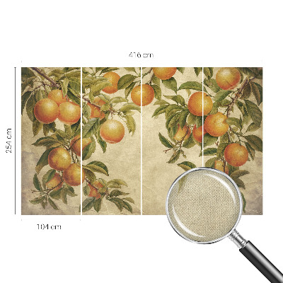 Stick-on wall mural with fruit branch design