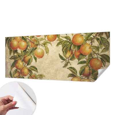 Stick-on wall mural with fruit branch design