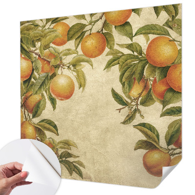 Stick-on wall mural with fruit branch design