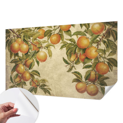 Stick-on wall mural with fruit branch design