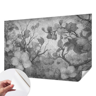 Removable wall mural with a flowering branch design