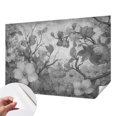 Removable wall mural with a flowering branch design