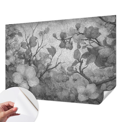 Removable wall mural with a flowering branch design