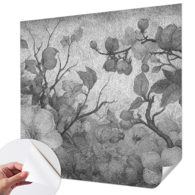 Removable wall mural with a flowering branch design