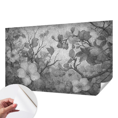Removable wall mural with a flowering branch design