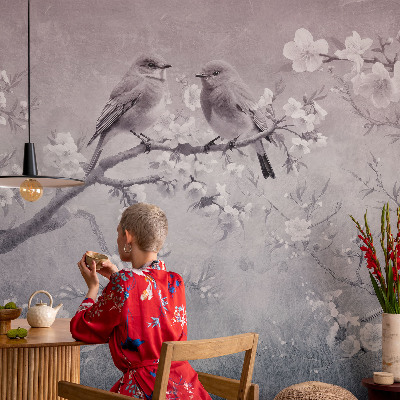 Removable wall mural wallpaper with a subtle nature motif