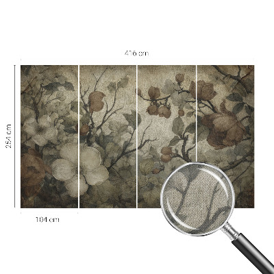 Peel and stick wall mural for living room with a floral design