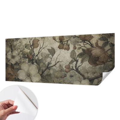 Peel and stick wall mural for living room with a floral design