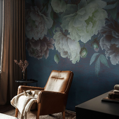 Peel and stick wall mural for bedroom with a floral design