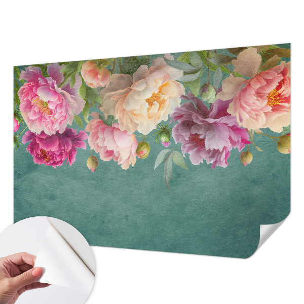 Children's wall mural featuring a floral design with elegant blooms