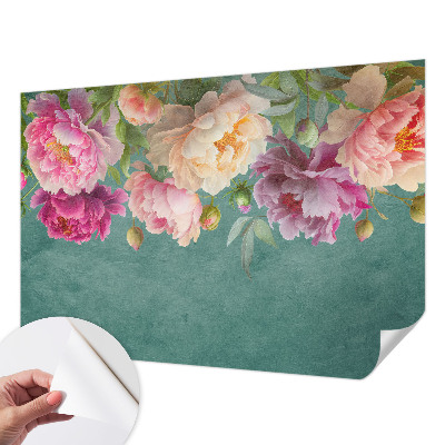 Children's wall mural featuring a floral design with elegant blooms