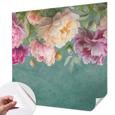Children's wall mural featuring a floral design with elegant blooms