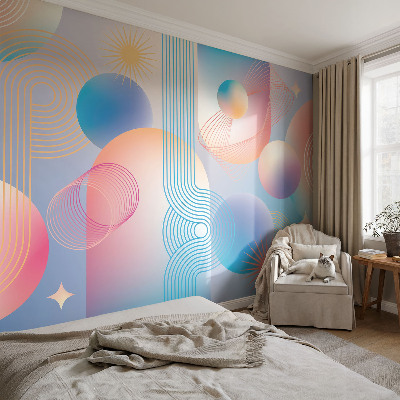 Peel and stick wallpaper mural with a colorful abstract design