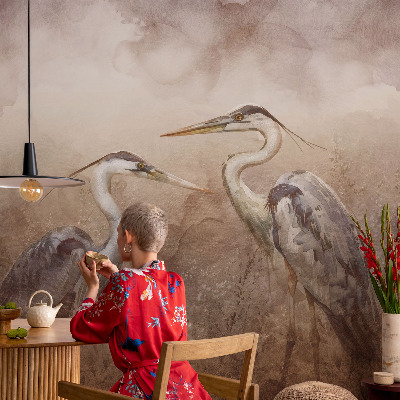Peel and stick wall mural with an elegant birds design