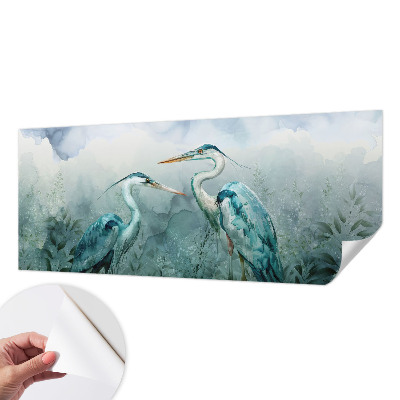 Self-adhesive wall mural featuring birds in a nature scene