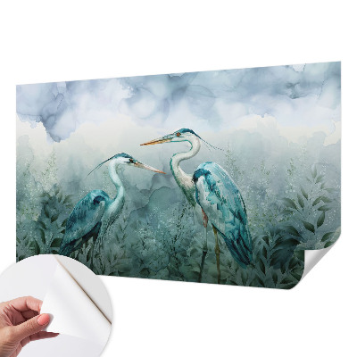 Self-adhesive wall mural featuring birds in a nature scene