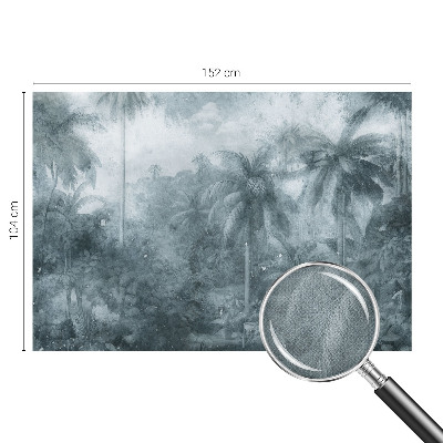 Stick-on wall mural with tropical vegetation motif