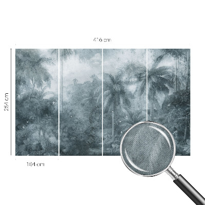 Stick-on wall mural with tropical vegetation motif