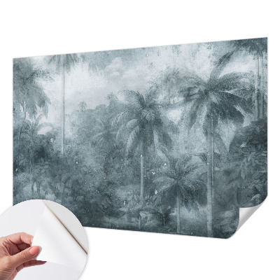 Stick-on wall mural with tropical vegetation motif
