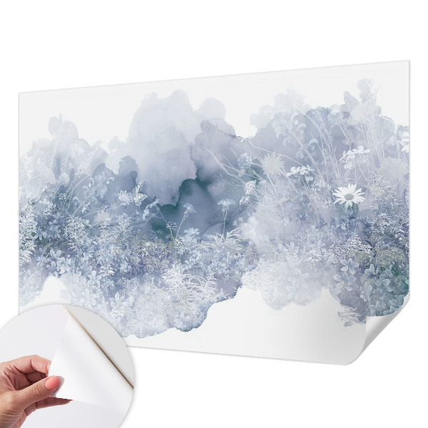 Removable wall mural wallpaper with a flower meadow design