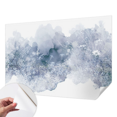 Removable wall mural wallpaper with a flower meadow design