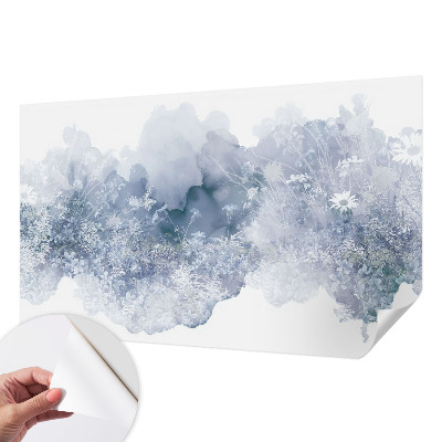 Removable wall mural wallpaper with a flower meadow design