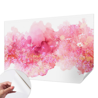 Removable wall mural with a floral pattern