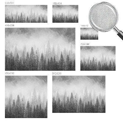 Peel and stick wall mural for living room with a foggy forest motif