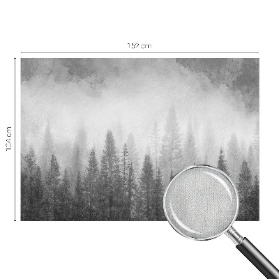 Peel and stick wall mural for living room with a foggy forest motif