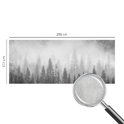 Peel and stick wall mural for living room with a foggy forest motif