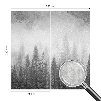 Peel and stick wall mural for living room with a foggy forest motif