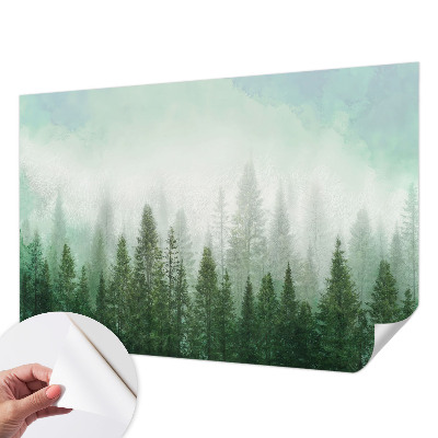 Peel and stick wall mural featuring a wolf in a forest scene suitable for a bedroom
