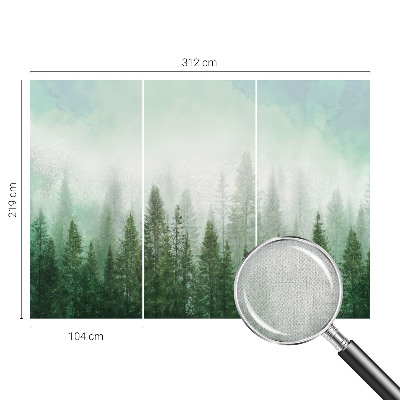 Peel and stick wall mural featuring a wolf in a forest scene suitable for a bedroom