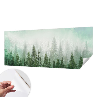 Peel and stick wall mural featuring a wolf in a forest scene suitable for a bedroom