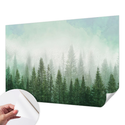 Peel and stick wall mural featuring a wolf in a forest scene suitable for a bedroom