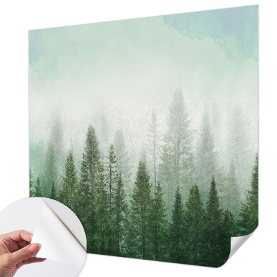 Peel and stick wall mural featuring a wolf in a forest scene suitable for a bedroom